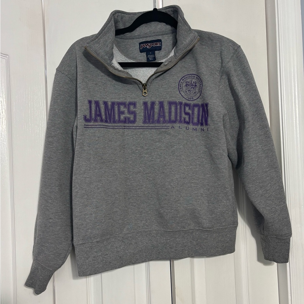 Jansport Gray and Purple Zip Up Sweater